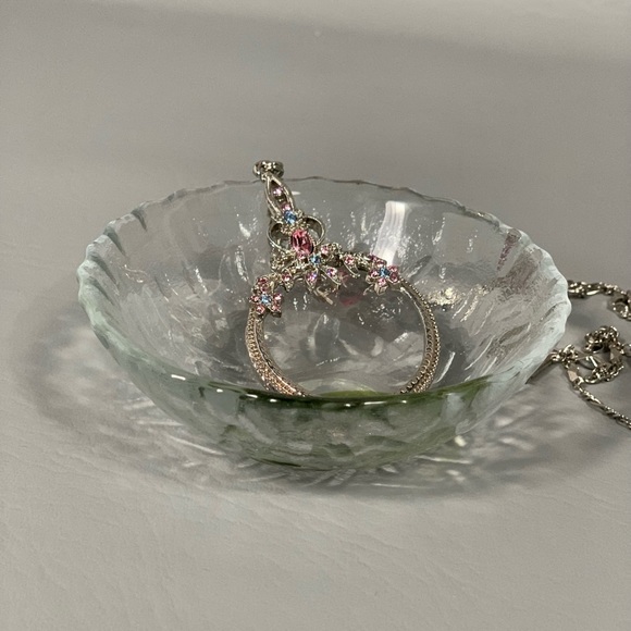 Green Teardrop Art Glass Bowl Handmade Artisan Made Textured - Picture 3 of 15